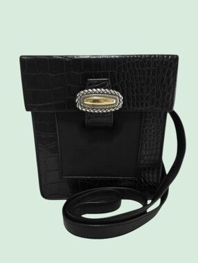 Brighton Y2K One World Leather Box Bucket Crossbody Bag-EUC